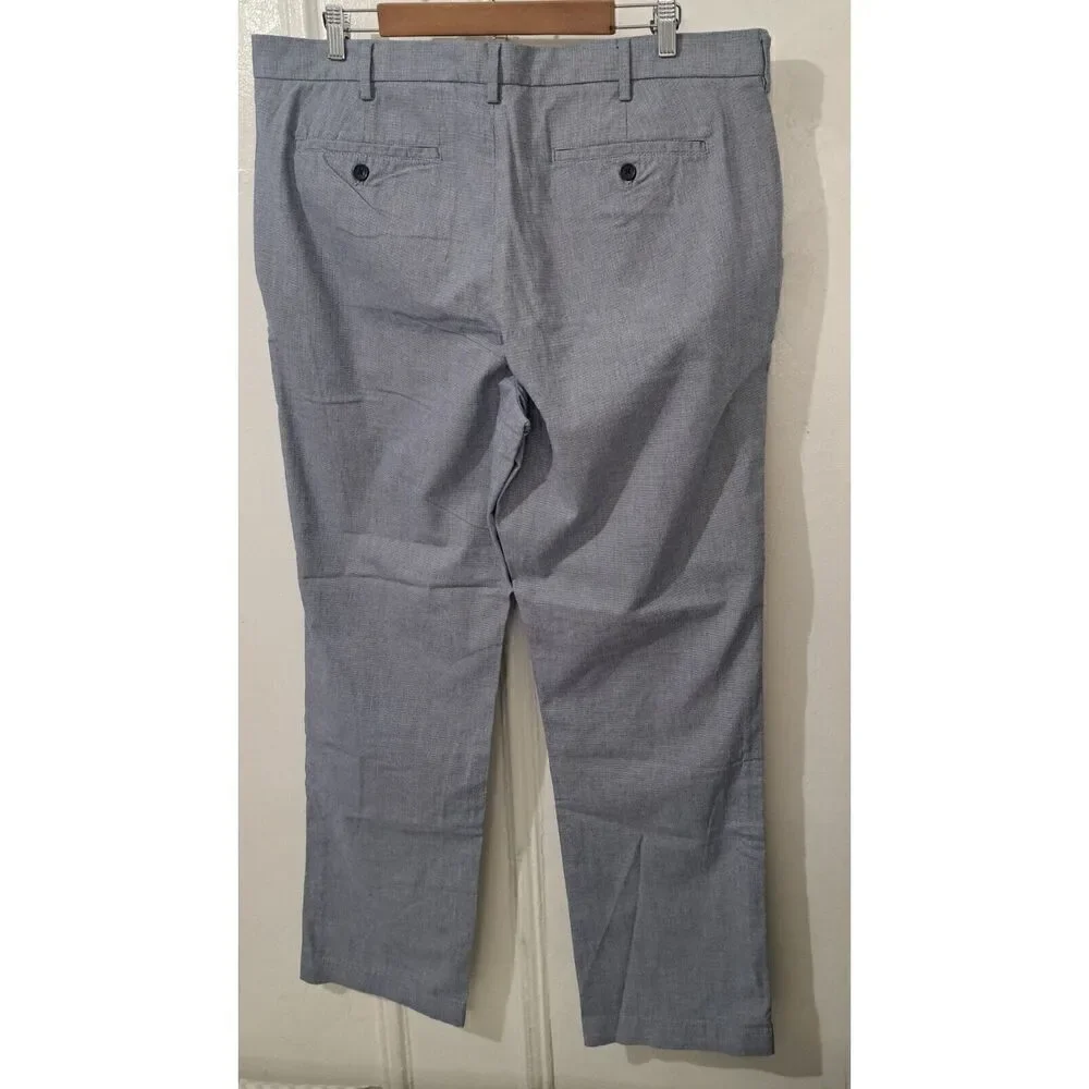 BANANA REPUBLIC Mens 38×32  Casual Cotton Spandex Pin Check Plaid Blue Pants